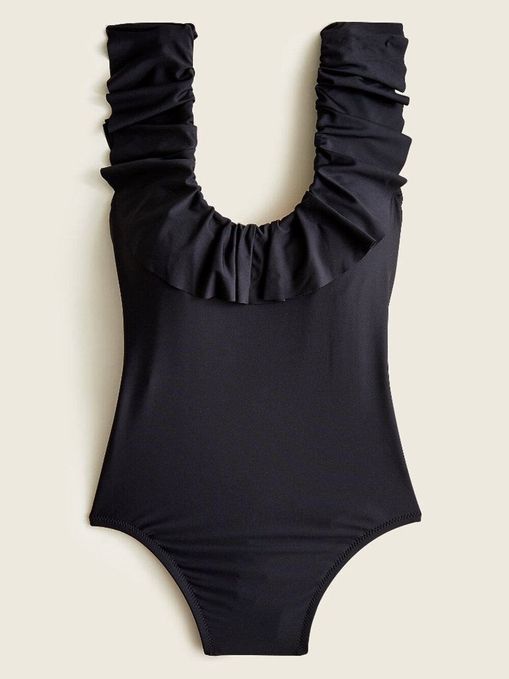 J.Crew Ruffle Scoopback One-Piece Swimsuit Black Size 6 NWT